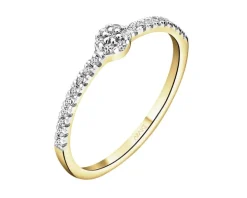 Pierścionek z żółtego złota z diamentami - 0,10 ct - próba 585