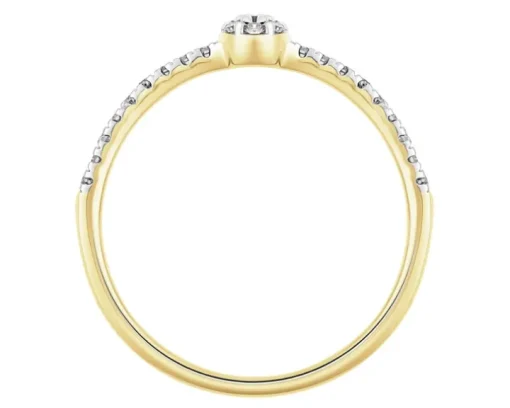 Pierścionek z żółtego złota z diamentami - 0,10 ct - próba 585