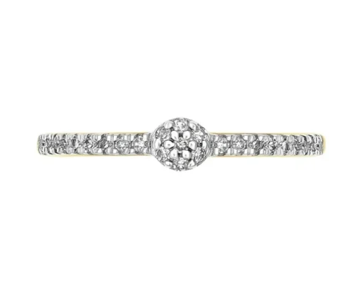 Pierścionek z żółtego złota z diamentami - 0,10 ct - próba 585