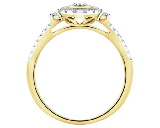 Pierścionek z żółtego złota z diamentami - 0,29 ct - próba 585