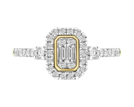 Pierścionek z żółtego złota z diamentami - 0,29 ct - próba 585