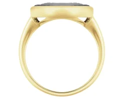 Pierścionek z żółtego złota z diamentami i agatem - kamea - próba 585