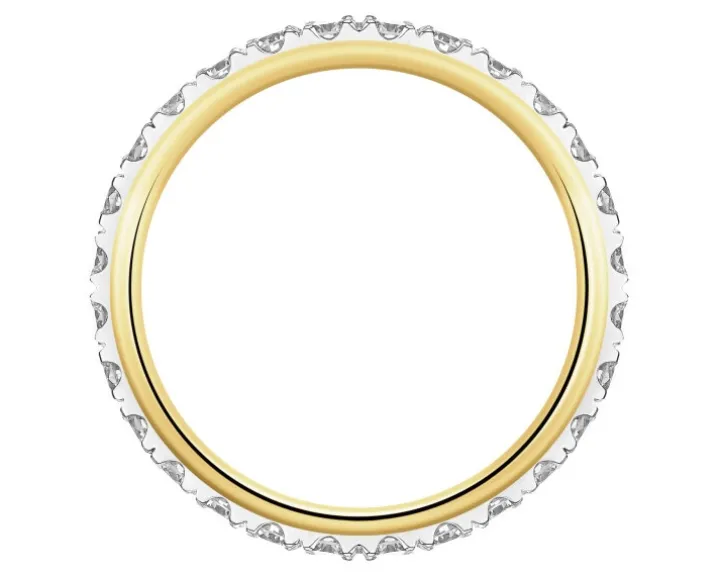 Pierścionek z żółtego złota z brylantami laboratoryjnymi - Eternity - 0,97 ct - próba 585