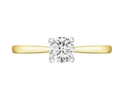 Pierścionek z  żółtego złota z brylantem laboratoryjnym - 0,25 ct - próba 585