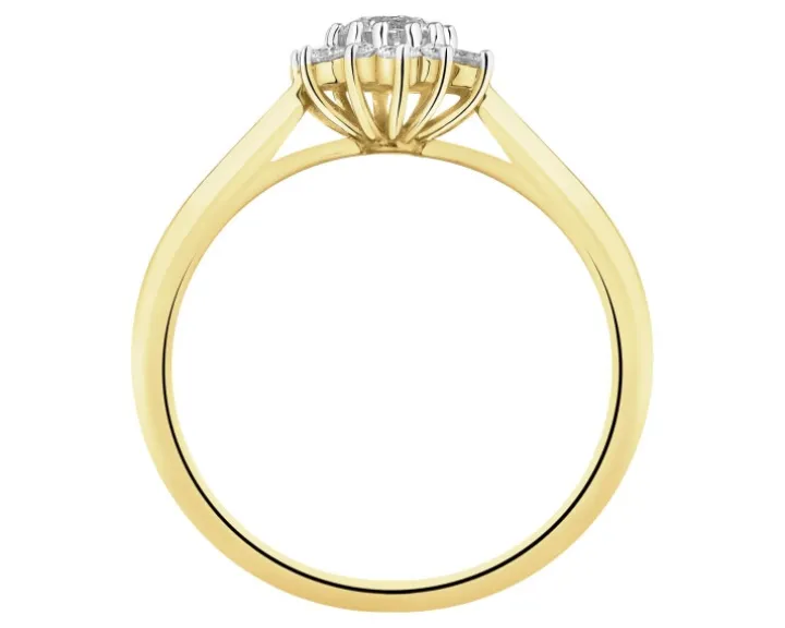 Pierścionek z żółtego złota z brylantami laboratoryjnymi - 0,53 ct - próba 585
