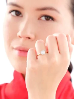 Pierścionek z żółtego złota z brylantami - 0,50 ct - próba 585