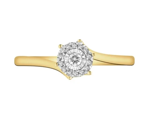Pierścionek z żółtego złota z diamentami - 0,07 ct - próba 585
