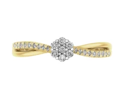 Pierścionek z żółtego złota z diamentami - 0,15 ct - próba 585
