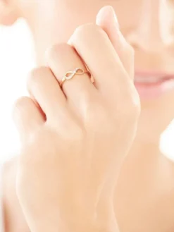 Pierścionek z żółtego złota z diamentem - nieskończoność - 0,004 ct - próba 585