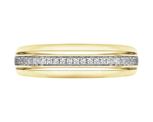 Pierścionek z żółtego złota z diamentami - 0,09 ct - próba 585