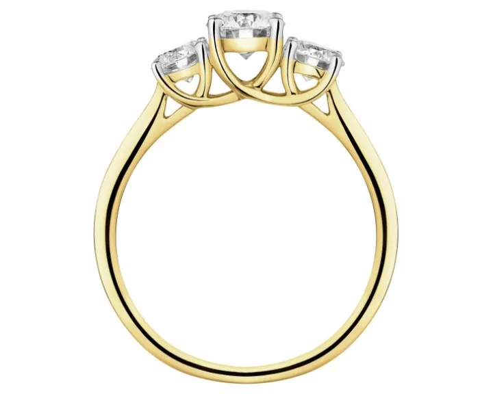 Pierścionek z żółtego złota z brylantami laboratoryjnymi - 1,07 ct - próba 585