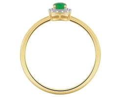 Pierścionek z żółtego złota z diamentami i szmaragdem - próba 585