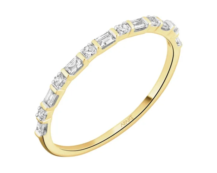 Pierścionek z żółtego złota z diamentami - 0,15 ct - próba 585