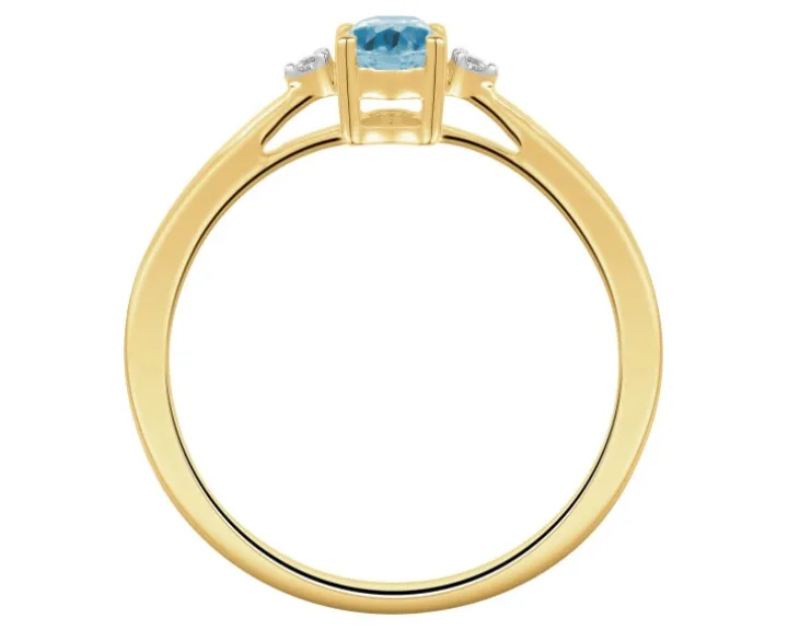 Pierścionek z żółtego złota z brylantami i topazem - próba 375