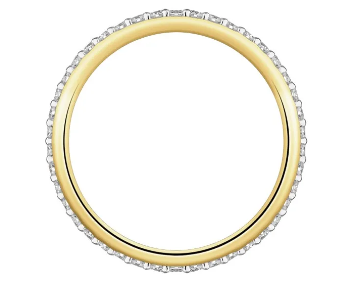 Pierścionek z żółtego złota z brylantami laboratoryjnymi - Eternity - 0,42 ct - próba 585