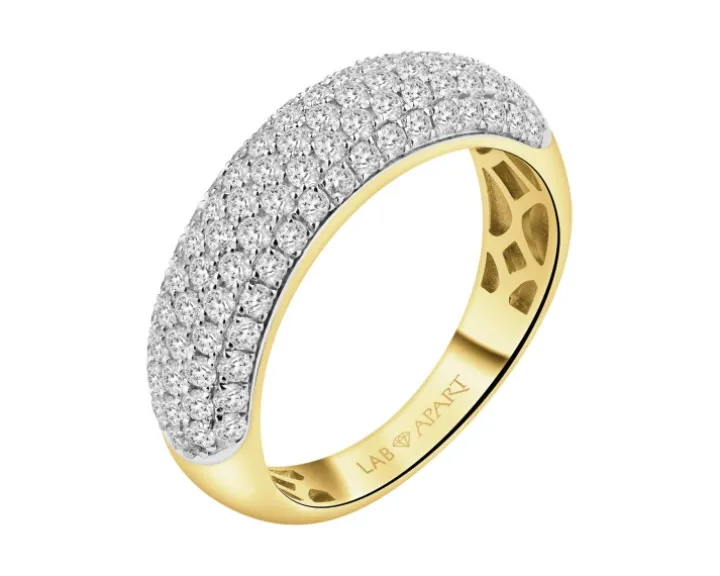 Pierścionek z żółtego złota z brylantami laboratoryjnymi - 1,06 ct - próba 585