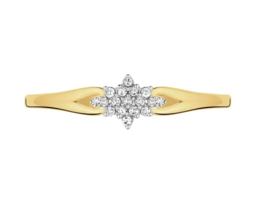 Pierścionek z żółtego złota z diamentami - 0,04 ct - próba 375