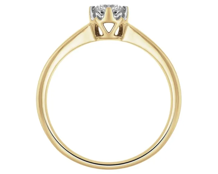 Pierścionek z żółtego złota z brylantem - 0,23 ct - próba 750