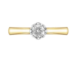 Pierścionek z żółtego złota z brylantem - 0,23 ct - próba 750