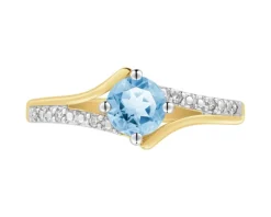 Pierścionek z żółtego złota z brylantami i topazem - próba 585