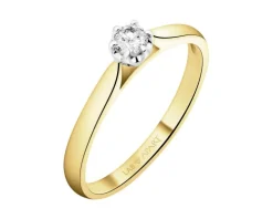 Pierścionek z żółtego złota z brylantem laboratoryjnym - 0,15 ct - próba 585