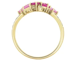 Pierścionek z żółtego złota z brylantami i kamieniami szlachetnymi - próba 585