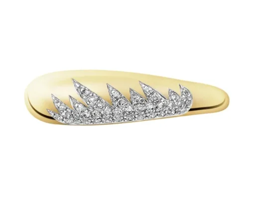 Pierścionek z żółtego złota z diamentami - 0,09 ct - próba 585