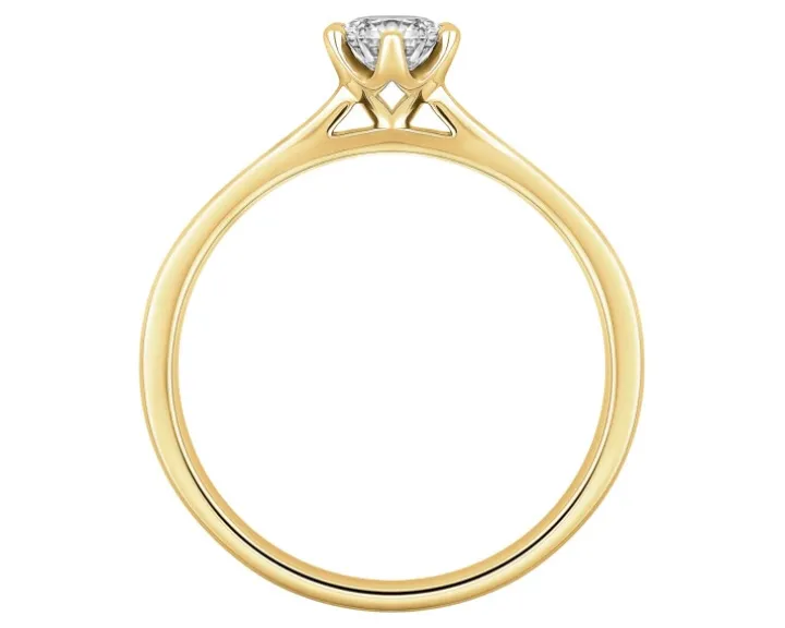 Pierścionek z żółtego złota z brylantem - VS1/G - 0,40 ct - próba 750