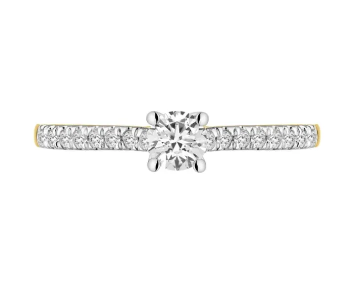 Pierścionek z żółtego złota z brylantami laboratoryjnymi - 0,53 ct - próba 585