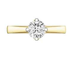 Pierścionek z żółtego złota z brylantem laboratoryjnym - 1,00 ct - próba 750