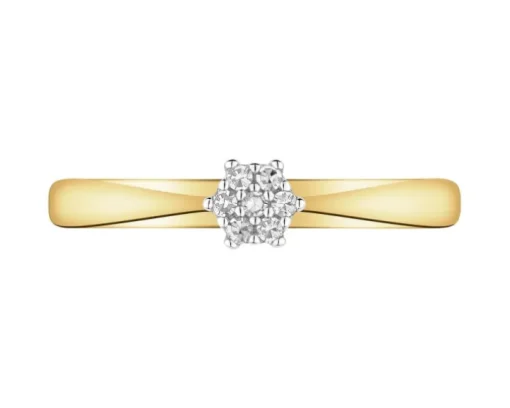Pierścionek z żółtego złota z diamentami - 0,05 ct - próba 585