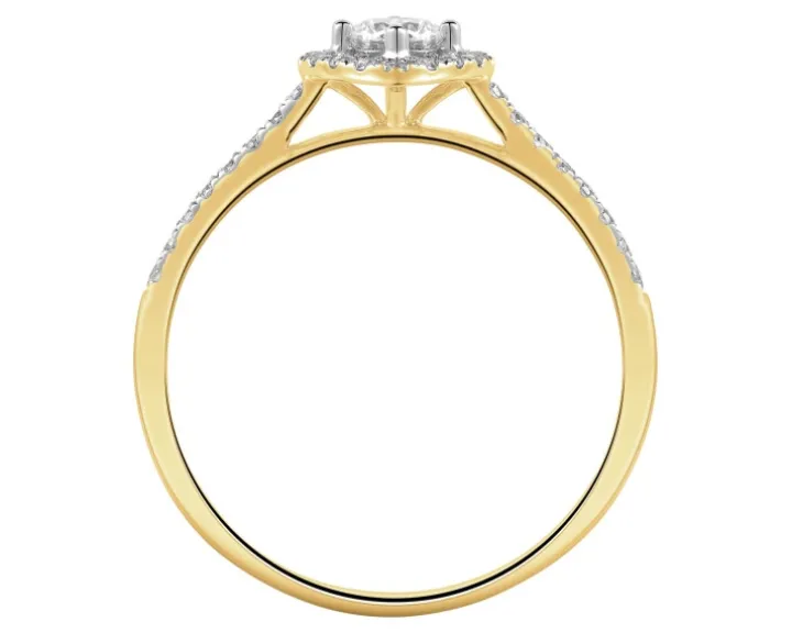 Pierścionek z żółtego złota z brylantami - 0,35 ct - próba 585