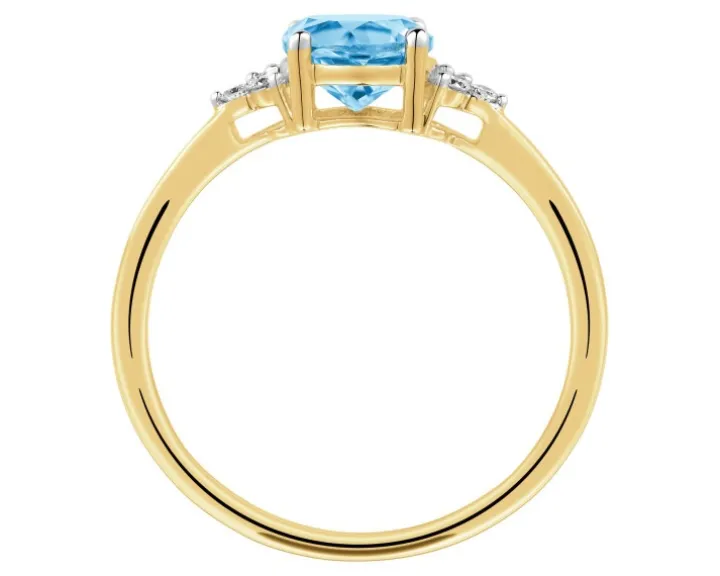 Pierścionek z żółtego złota z brylantami i topazem - próba 585