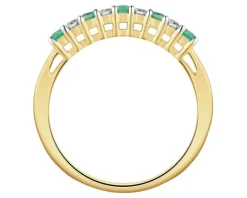 Pierścionek z żółtego złota z brylantami i szmaragdami - próba 585