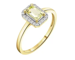 Pierścionek z żółtego złota z diamentami i kwarcem Lemon - próba 585