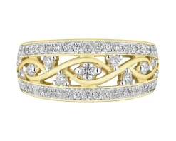 Pierścionek z żółtego złota z brylantami - 0,34 ct - próba 585