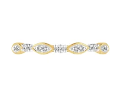 Pierścionek z żółtego złota z diamentami - 0,08 ct - próba 375