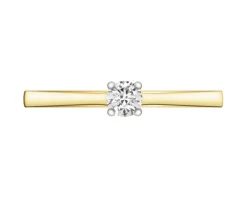 Pierścionek z żółtego złota z brylantem laboratoryjnym - 0,15 ct - próba 585