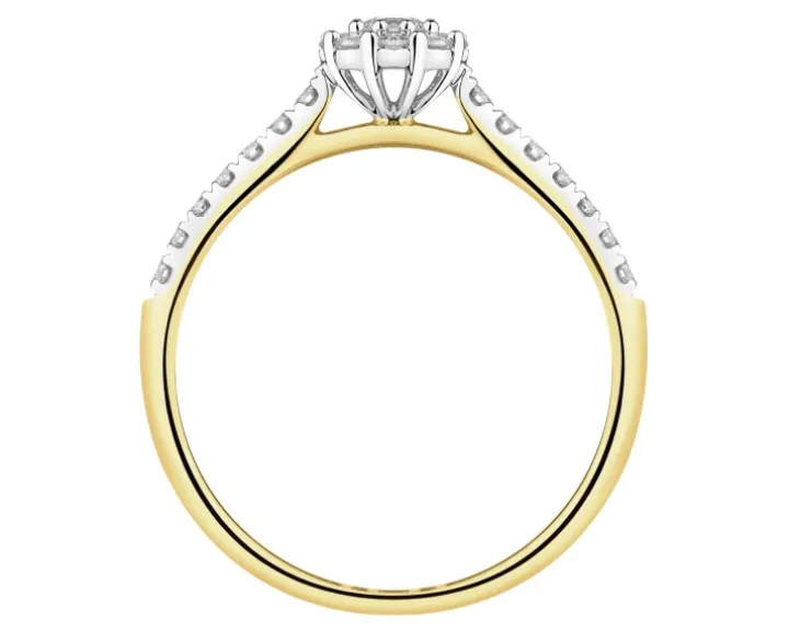 Pierścionek z żółtego złota z brylantami laboratoryjnymi - 0,34 ct - próba 585