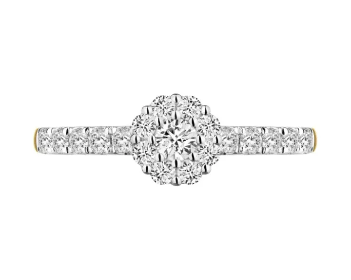 Pierścionek z żółtego złota z brylantami laboratoryjnymi - 0,34 ct - próba 585