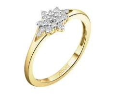 Pierścionek z żółtego złota z brylantami - 0,15 ct - próba 585