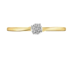 Pierścionek z żółtego złota z diamentami - 0,03 ct - próba 375