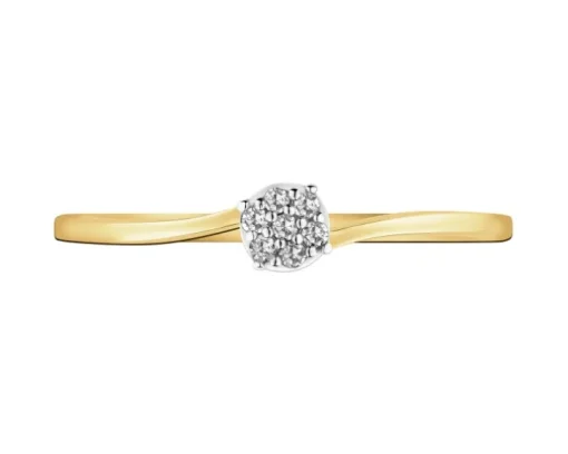 Pierścionek z żółtego złota z diamentami - 0,03 ct - próba 375
