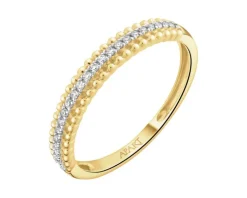 Pierścionek z żółtego złota z diamentami - 0,06 ct - próba 375