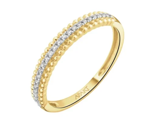 Pierścionek z żółtego złota z diamentami - 0,06 ct - próba 375