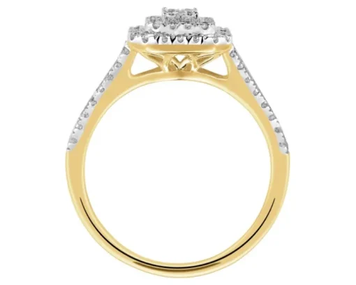 Pierścionek z żółtego złota z diamentami - 0,50 ct - próba 585