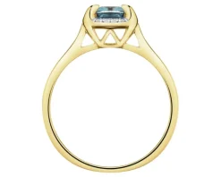 Pierścionek z żółtego złota z diamentami i topazem - próba 585