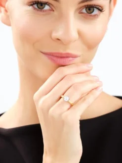 Pierścionek z żółtego złota z brylantem laboratoryjnym - 1,00 ct - próba 750