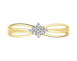 Pierścionek z żółtego złota z diamentami - 0,05 ct - próba 375