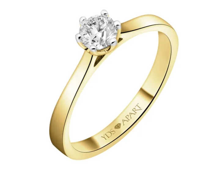 Pierścionek z żółtego złota z brylantem - SI2/H - 0,40 ct - próba 750